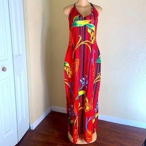 Floral Printed Boho Sundresses Casual Maxi Dress with Pockets - Picture 2 of 9